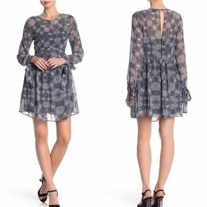 Sam Edelman Snake Skin Print Sheer Dress Long Sleeve Mini Lined Size 10